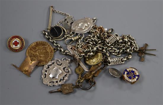 Mixed costume jewellery including a Votes for Women badge.